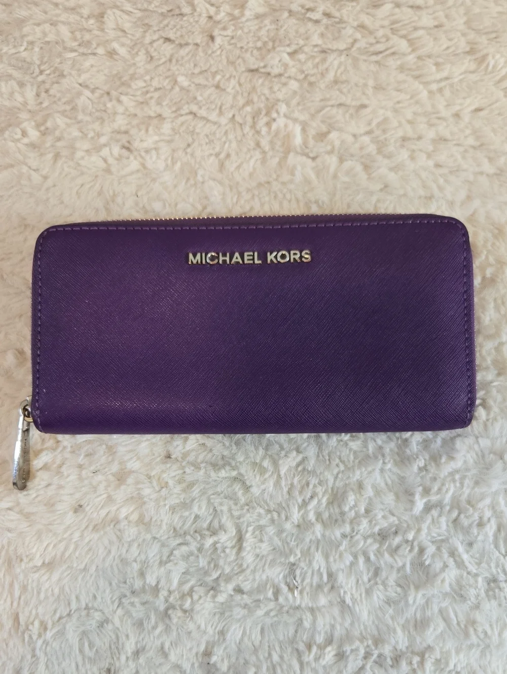 MICHAEL KORS Purple Saffiano Zip-Around Wallet